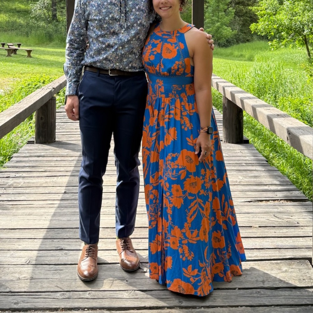 Blue and Orange Floral Dress